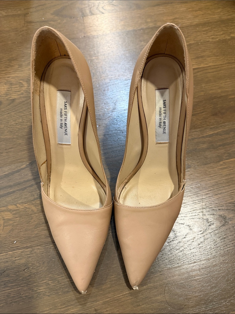 Saks Fifth Avenue Blush Nude Pointed-Toe Leather Pumps